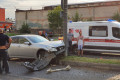 Автомобиль врезался в столб на улице Андреевке