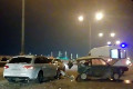 Три машины столкнулись ночью на Крюковской эстакаде